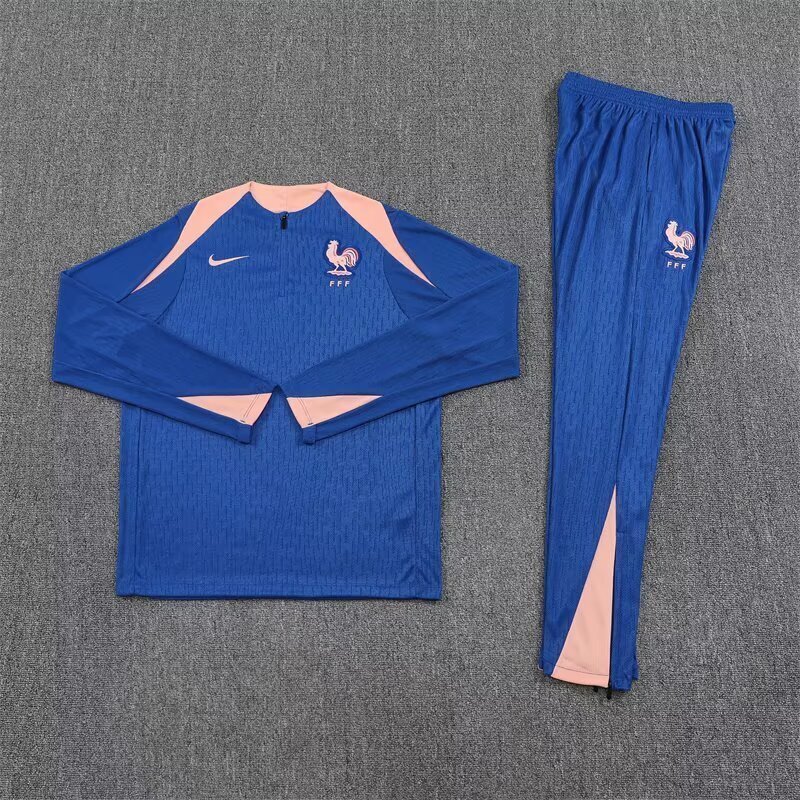 25-26 France Blue Training Kits Long Football Tracksuits 1