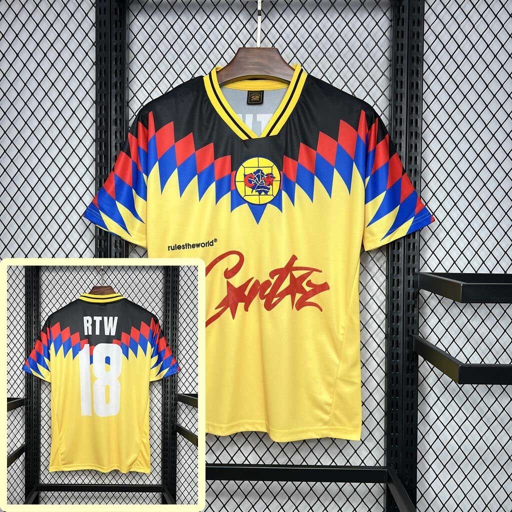 95-96 America RTW Yellow Retro Kit Vintage Shirt Sport AAAAJersey Yupoo 1