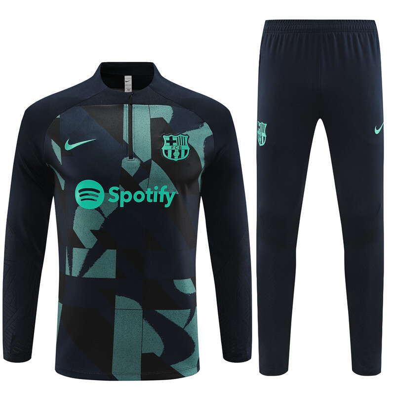 23-24 Barcelona Adults And Kids Training Suits Black&Green Tracksuits Jerseys World Yupoo