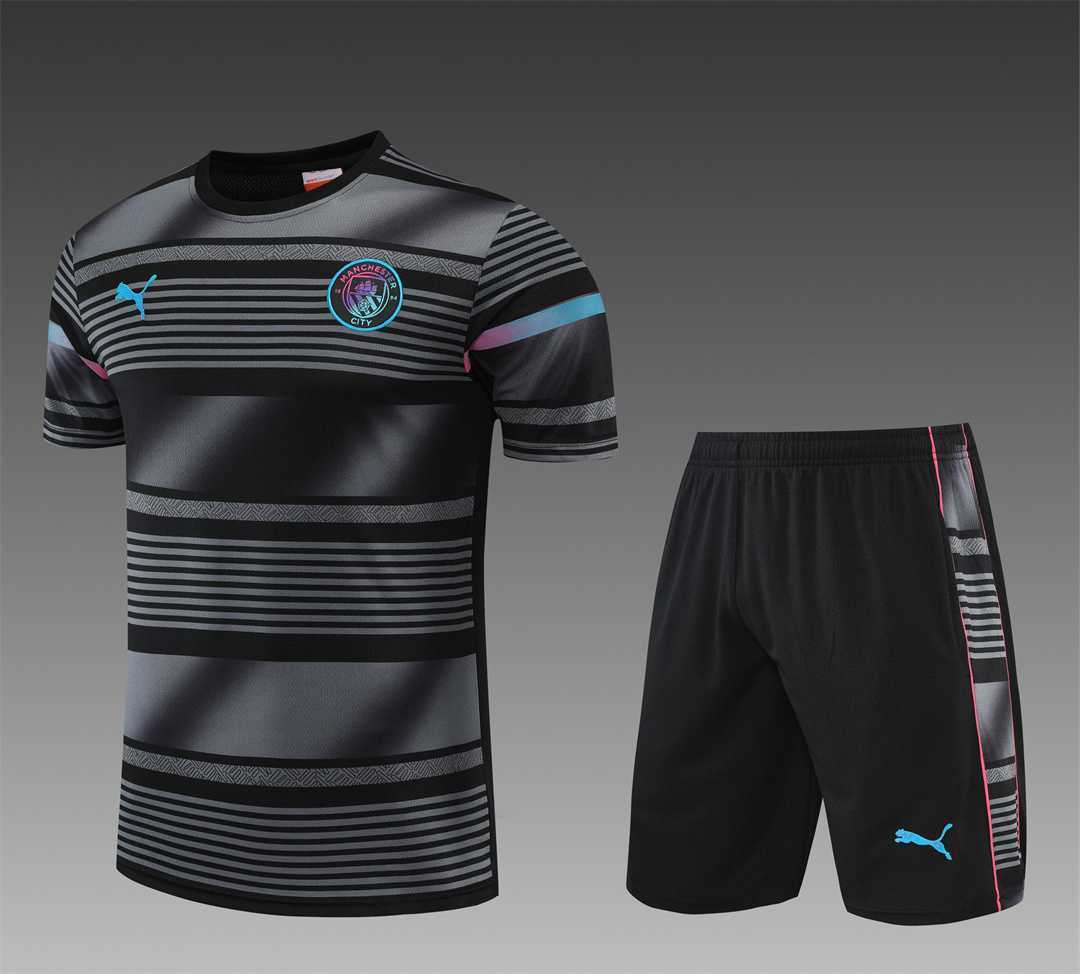 22-23 Manchester City Training Wear Short Sleeve Kit Black