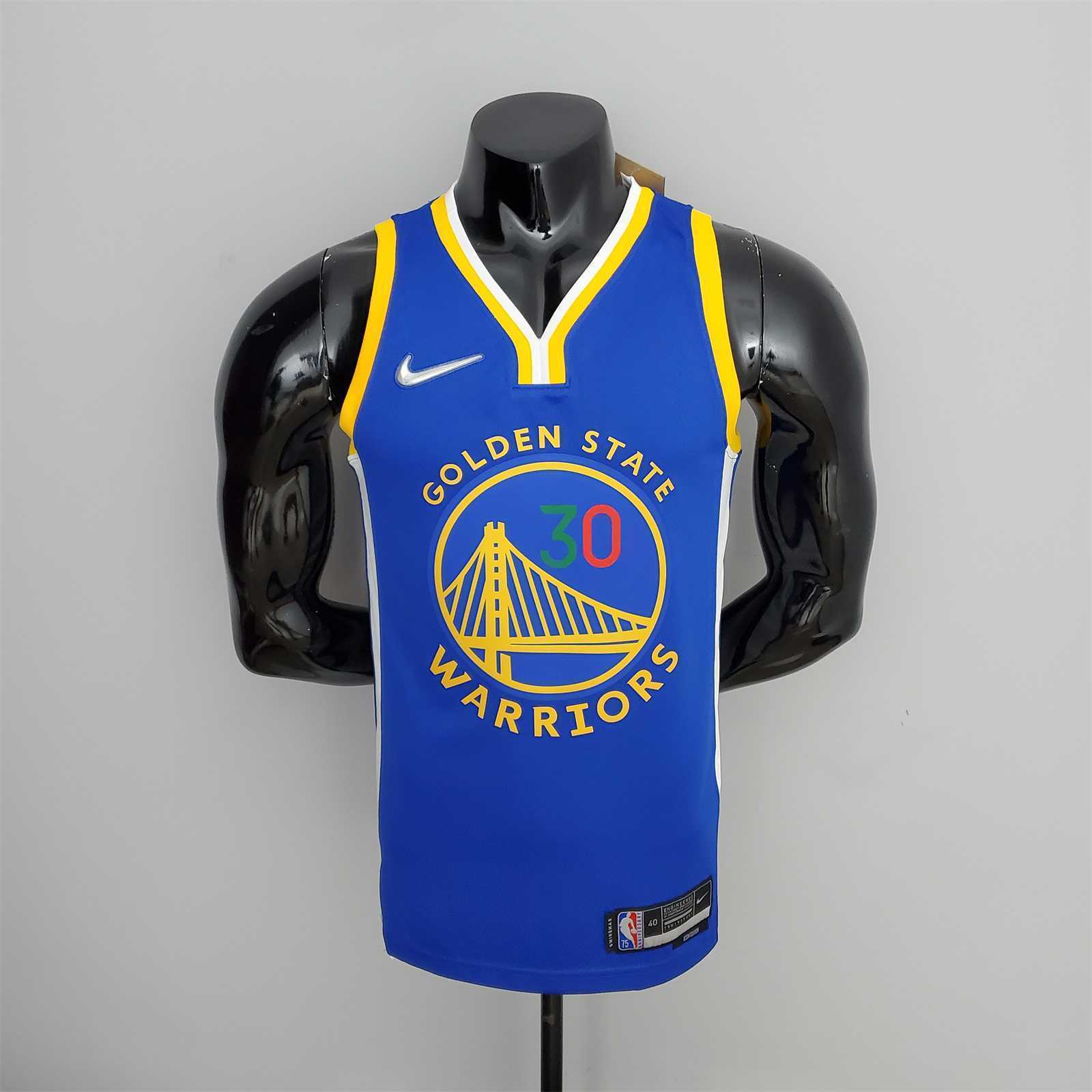 75th Anniversary Golden State Warriors CURRY#30 Mexico Blue NBA Jersey