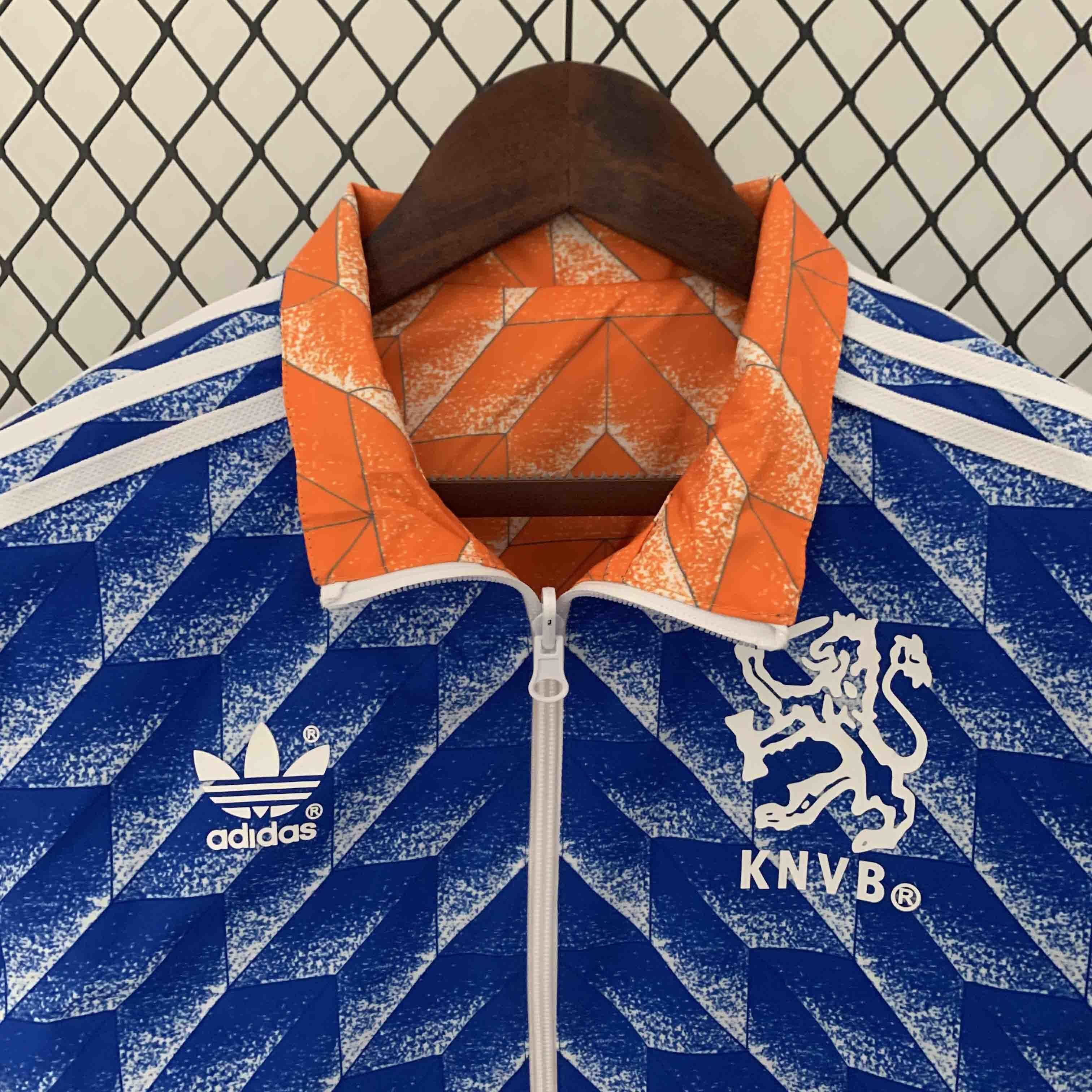 2024 Netherlands Reversible Windbreaker Orange&Blue Double-Sides Jacket Soccer Jerseys For Sale 6