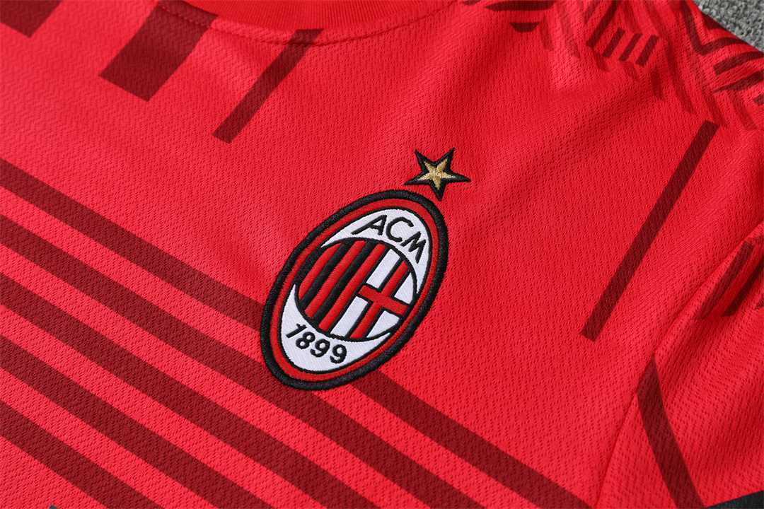 22-23 AC Milan Training Suit Short Sleeve Kit Red 2
