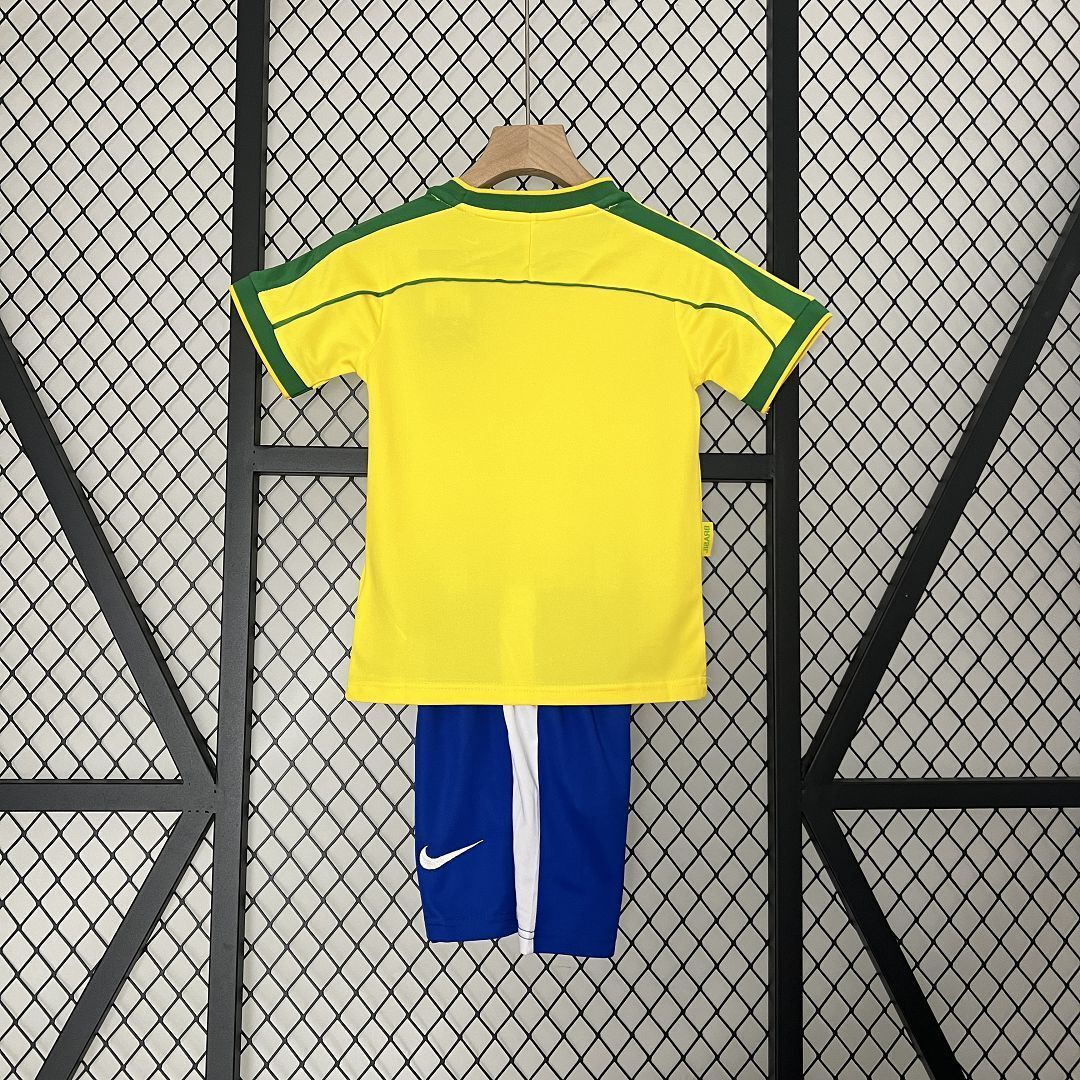 1998 Brazil Home Retro Kids Kit World Cup Shirt Soccer Jerseys Yupoo 2
