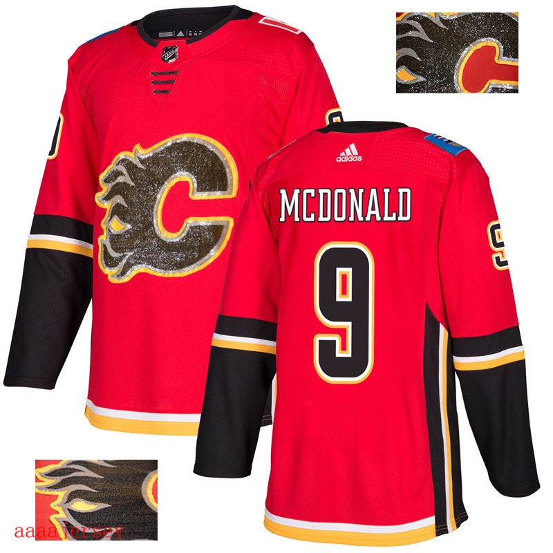 2018 Calgary Flames ice hockey jersey M-3XL 卡加利火焰队时尚亮片款冰球服 24