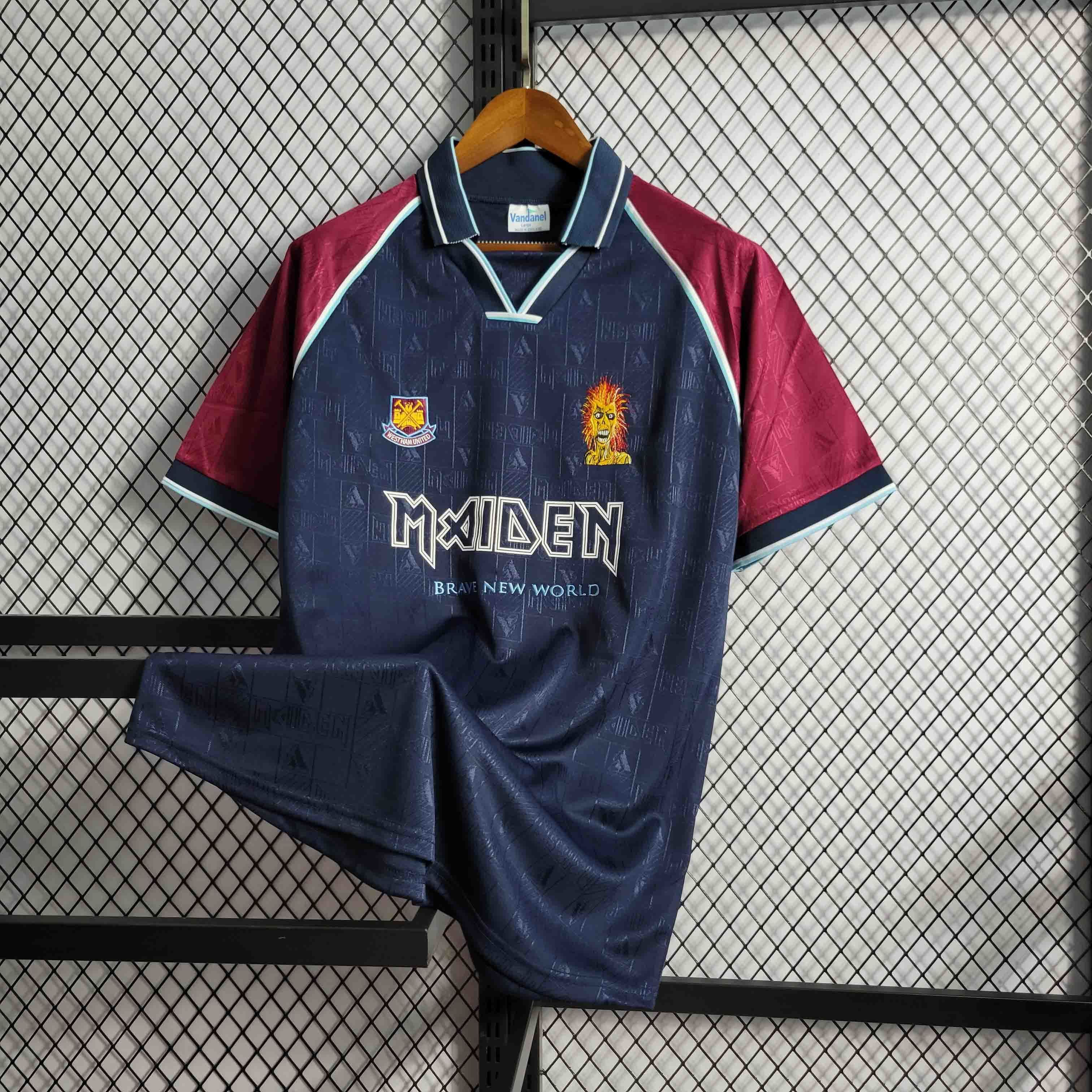99-00 West Ham Iron Maiden Home Joint Board Retro Kit Vintage Shirt 2