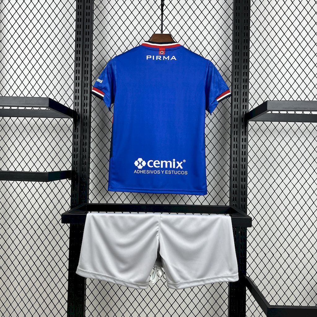 25-26 Cruz Azul Home Kid Kits Youth Apparels Soccer AAAAJersey Supplier Yupoo 4