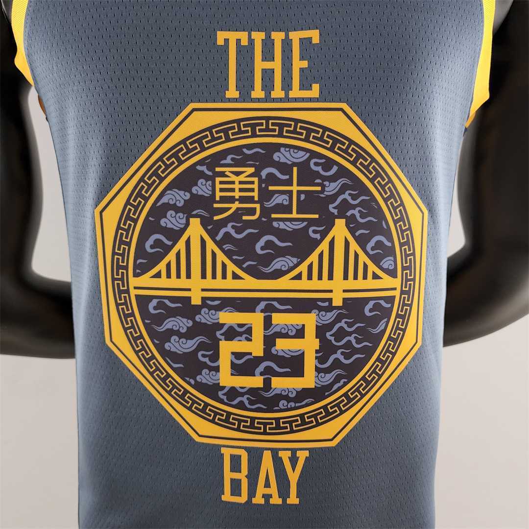 2018 GREEN #23 Golden State Warriors Grey NBA Jersey 7