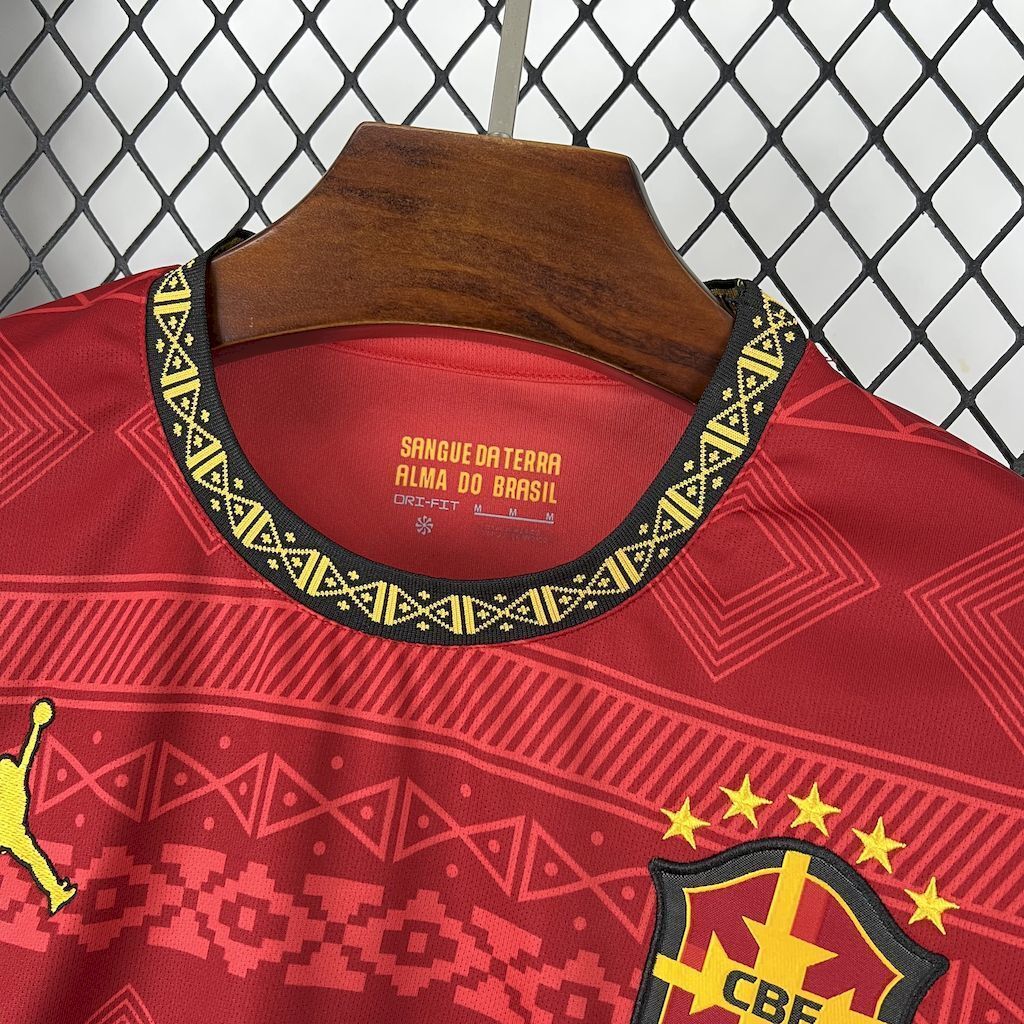 2025 Brazil x Jordan Red Special Edition T-Shirt Football Apparels Soccer AAAAJersey Yupoo 1