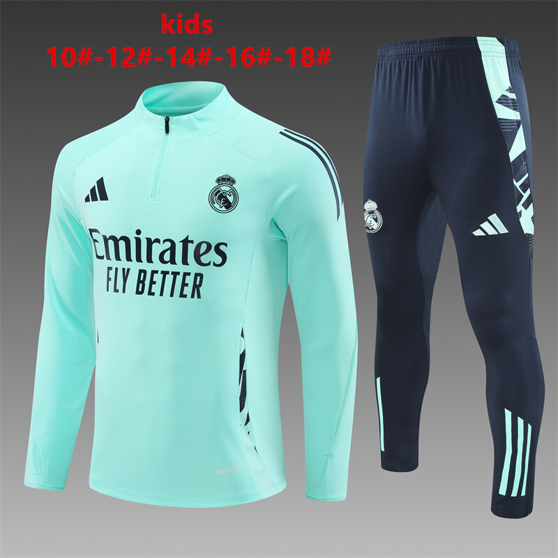 24-25 Real Madrid Kids Long Sleeve Training Suit Football Shirts
