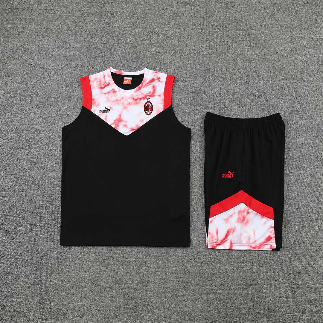 22-23 AC Milan vest training suit kit black red 17