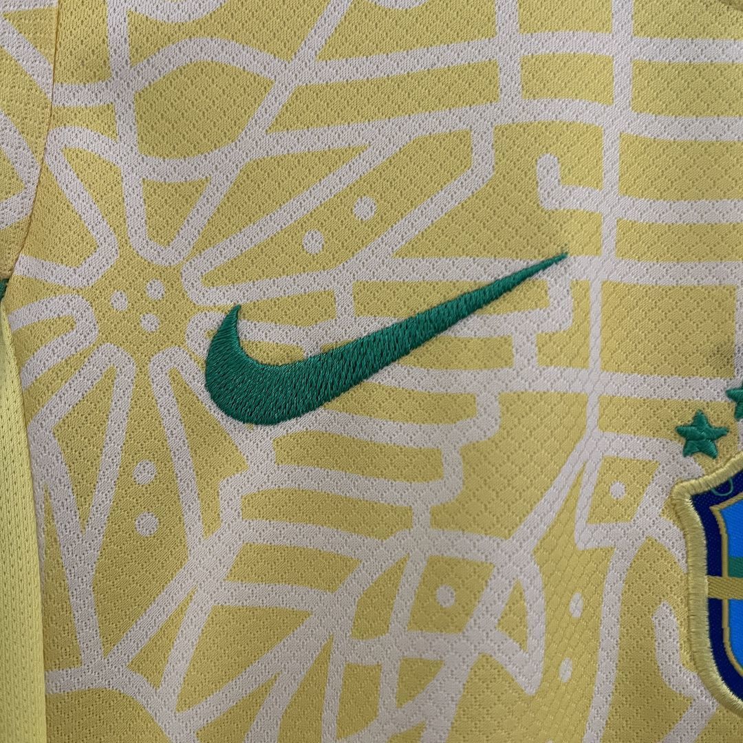 2024 Brazil Home Kid Kits Children Sets Soccer Jersey Yupoo 3