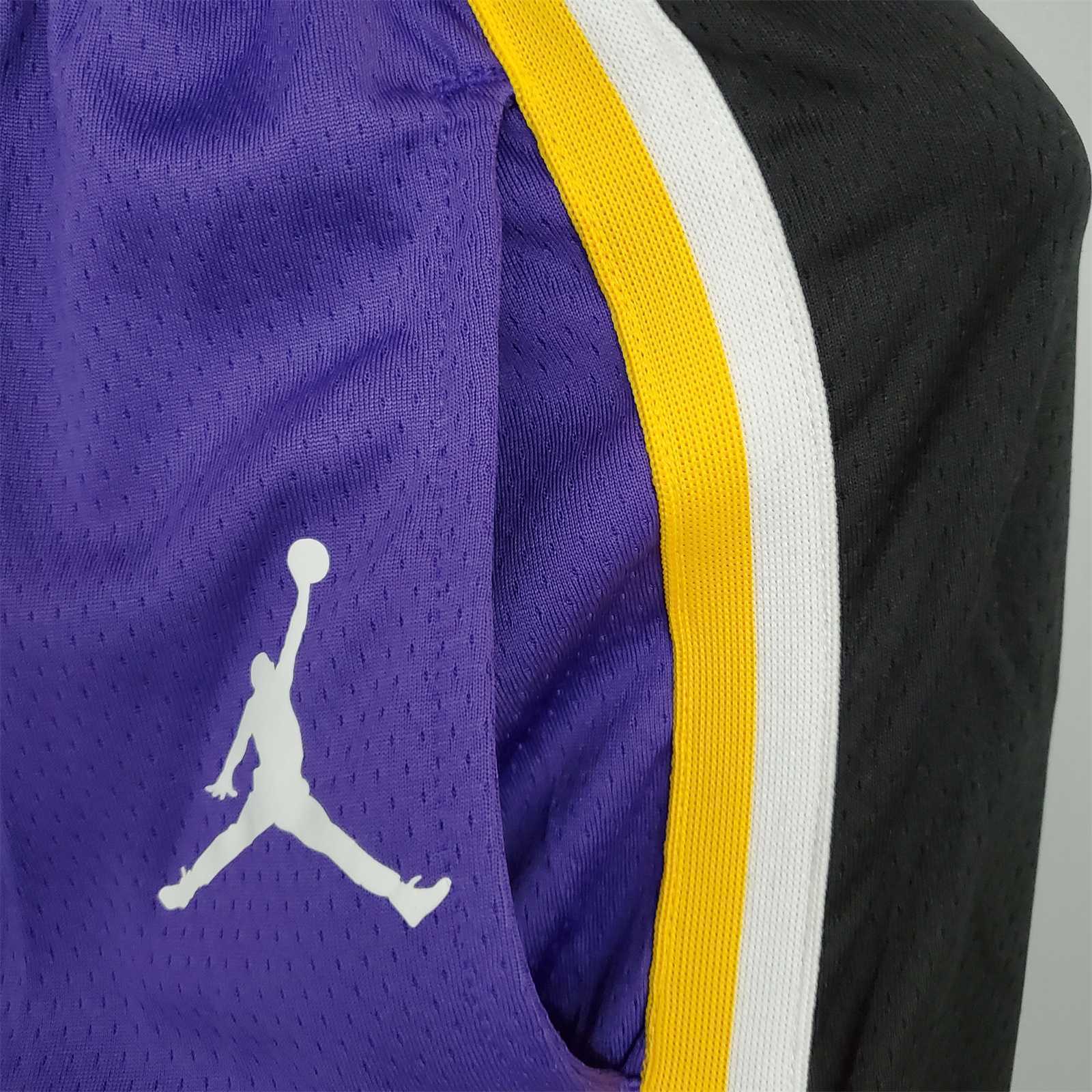 Lakers Purple Black Side NBA Shorts 7