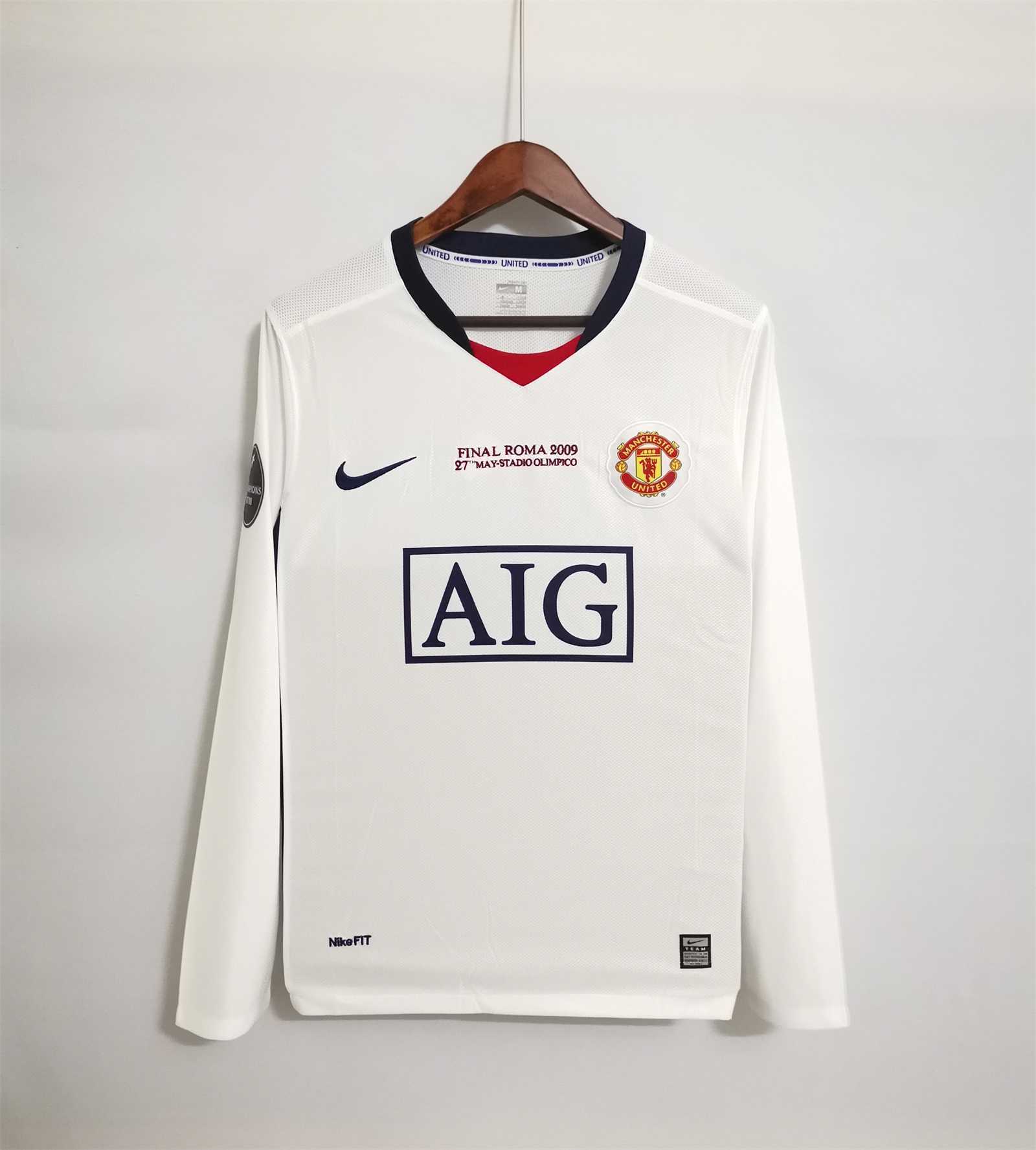 08-09 Manchester United away white UCL final long sleeve 14