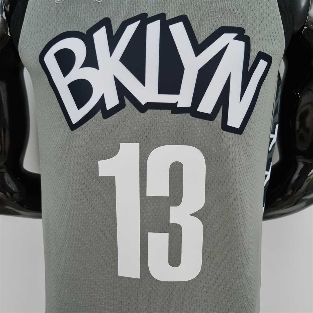 75th Anniversary Harden #13 Brooklyn Nets City Edition Gray NBA Jersey 9
