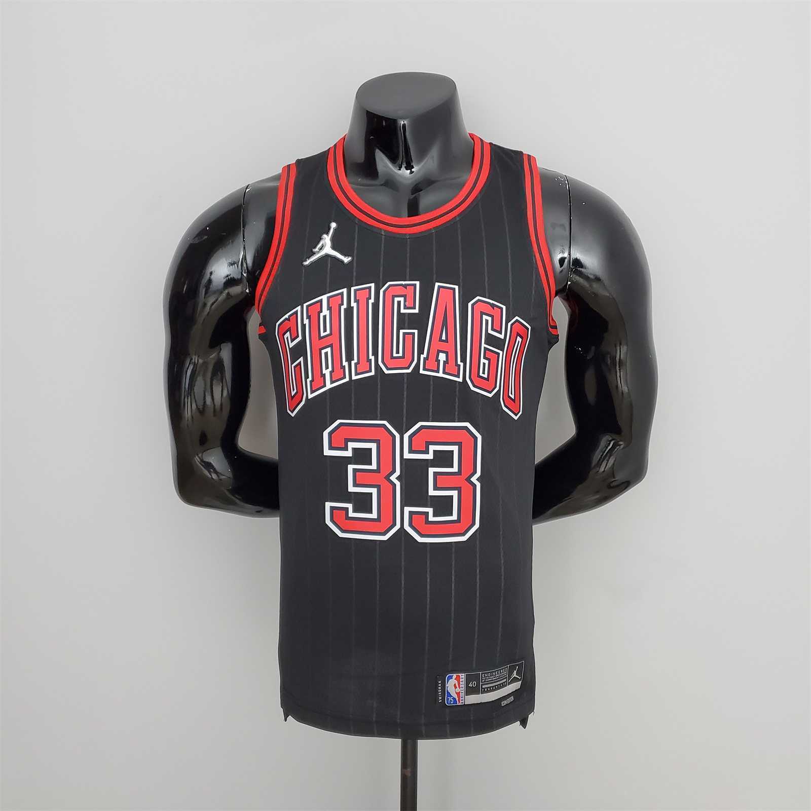 75th Anniversary Pippen#33 Bulls Flyers Black NBA Jersey