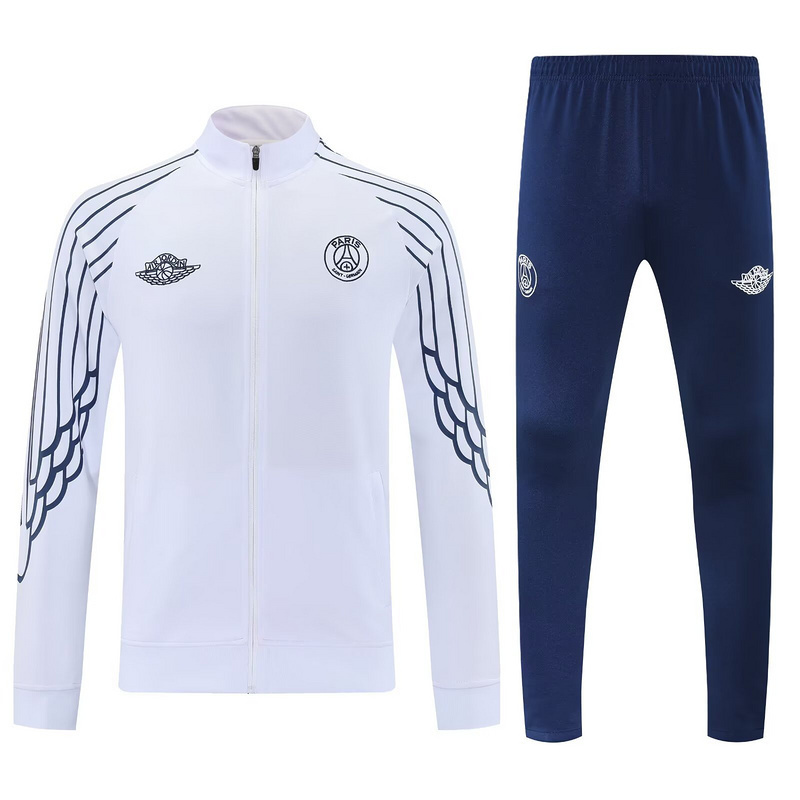 25-26 PSG x Jordan White Football Tracksuits Long Jacket Suits