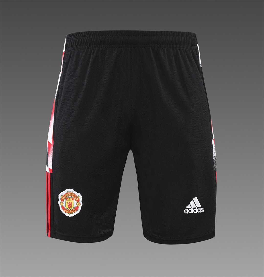 22-23 Manchester United training suit short sleeve kit red black and white color matching 16