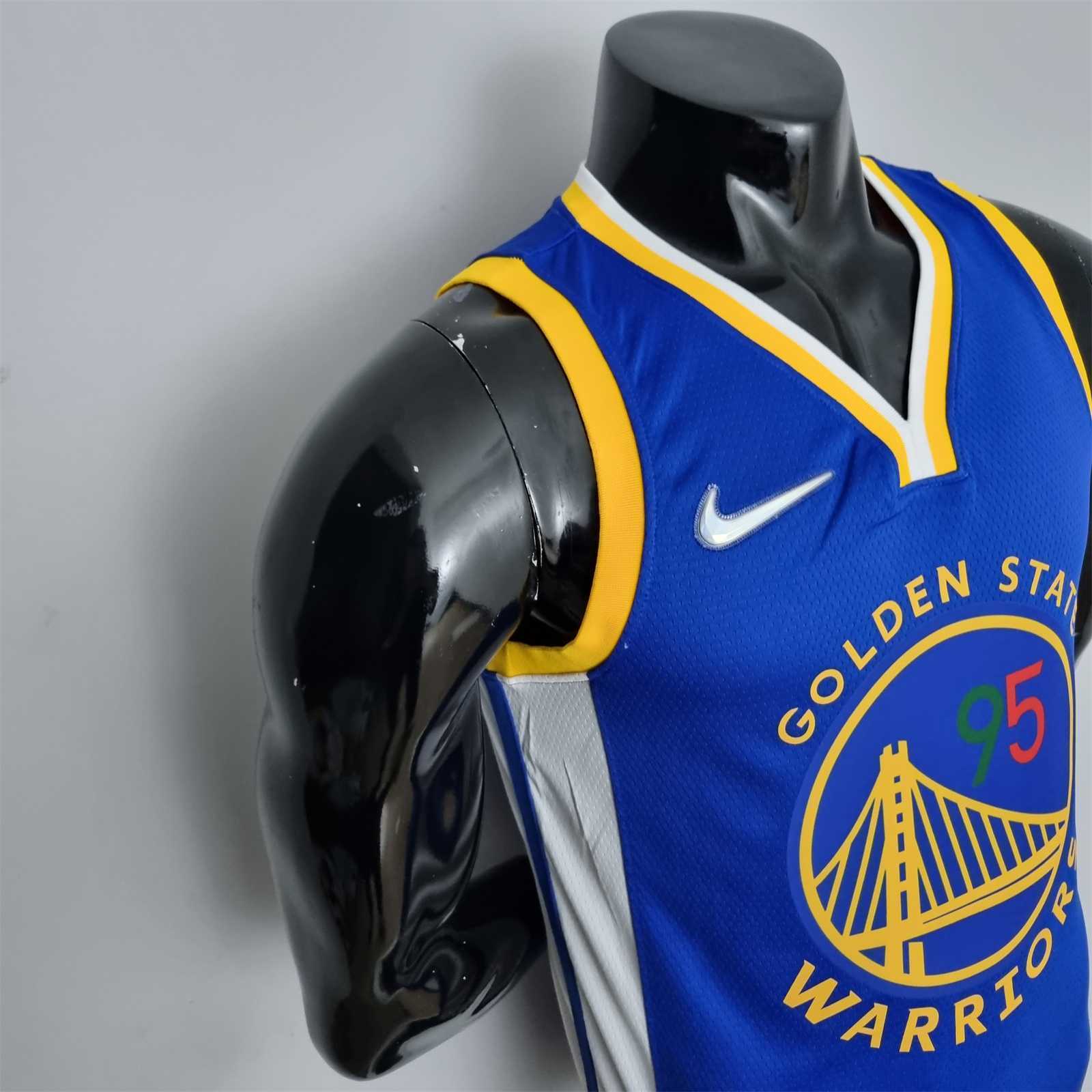 75th Anniversary Toscano#95 Golden State Warriors Mexico Exclusive Blue NBA Jersey 6