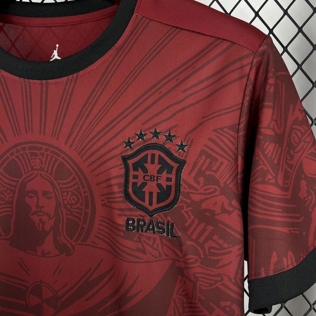 2025 Brazil x Jordan Cristo Redentor Red Special Kit Football Apparels Soccer AAAAJersey Yupoo 2
