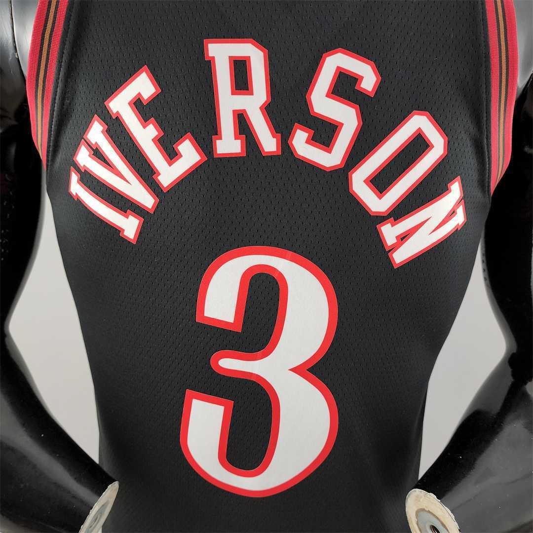 Retro Philadelphia 76ers Iverson #3 big meteor black NBA Jersey 3