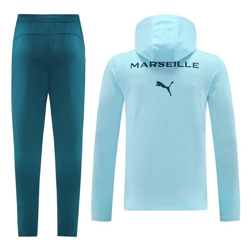 24-25 Marseille Blue Hoodie Tracksuit Long Jacket Suits 2