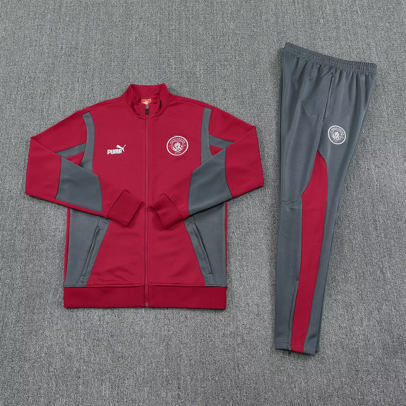 25-26 Manchester City Red Football Tracksuits Long Jacket Suits 1