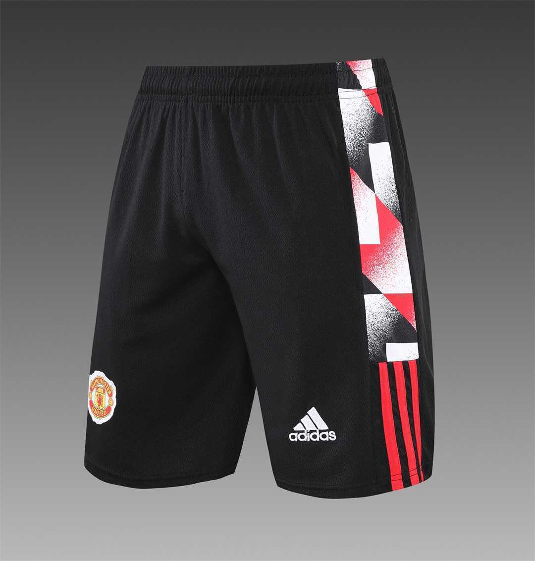22-23 Manchester United training suit short sleeve kit red black and white color matching 2