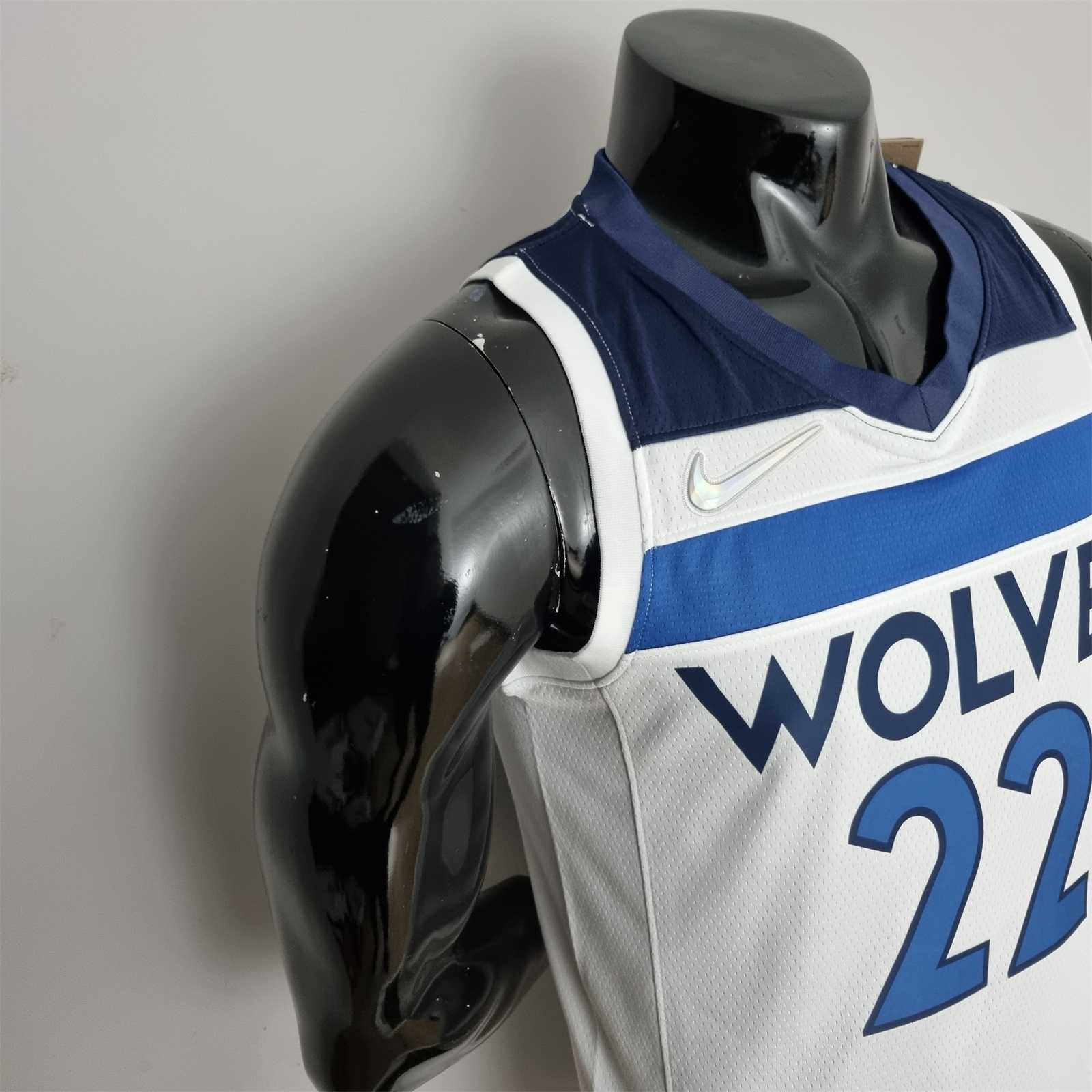 75th Anniversary Minnesota Timberwolves Wiggins #22 Royal White NBA Jersey 2