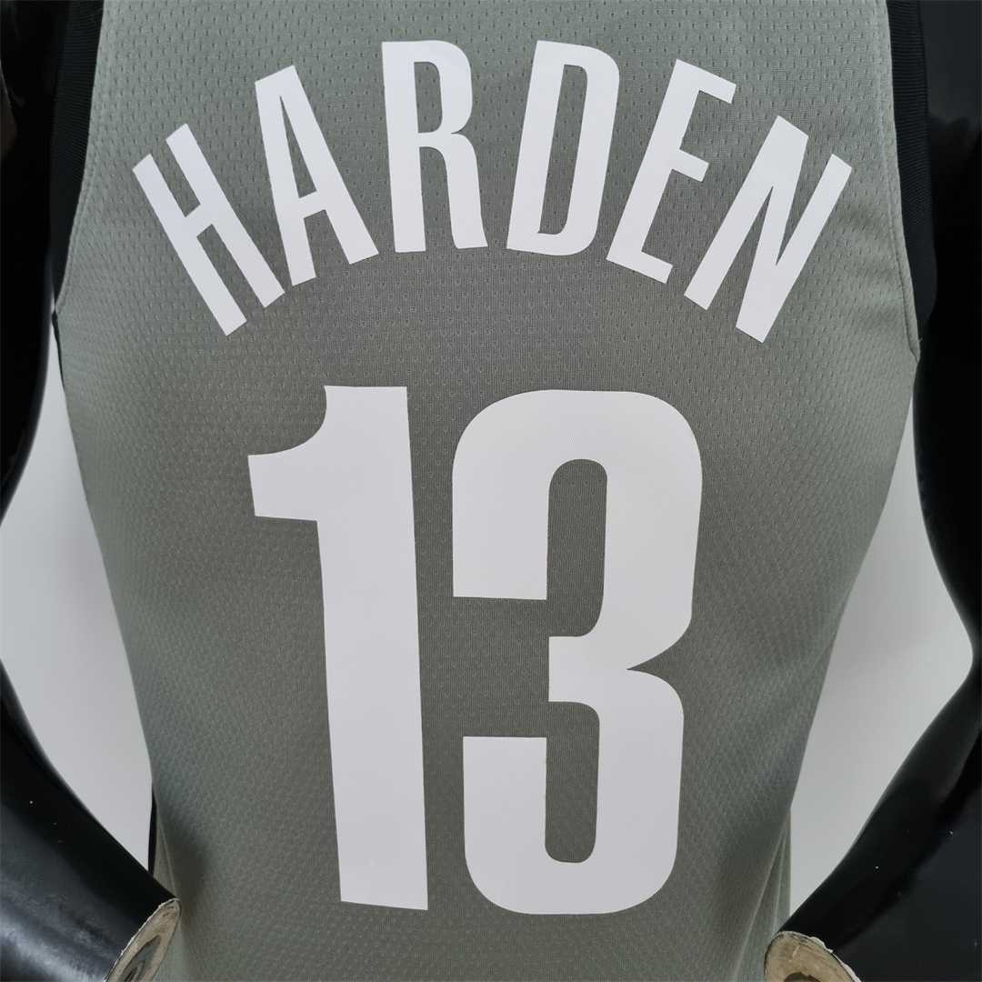75th Anniversary Harden #13 Brooklyn Nets City Edition Gray NBA Jersey 6