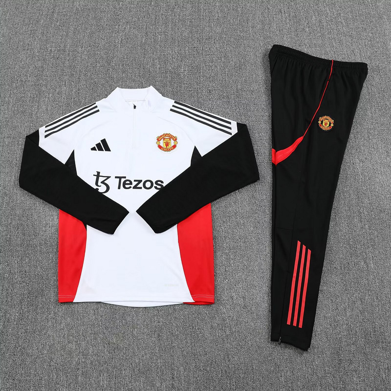 25-26 Manchester United Training Kits Long White Football Tracksuits 1