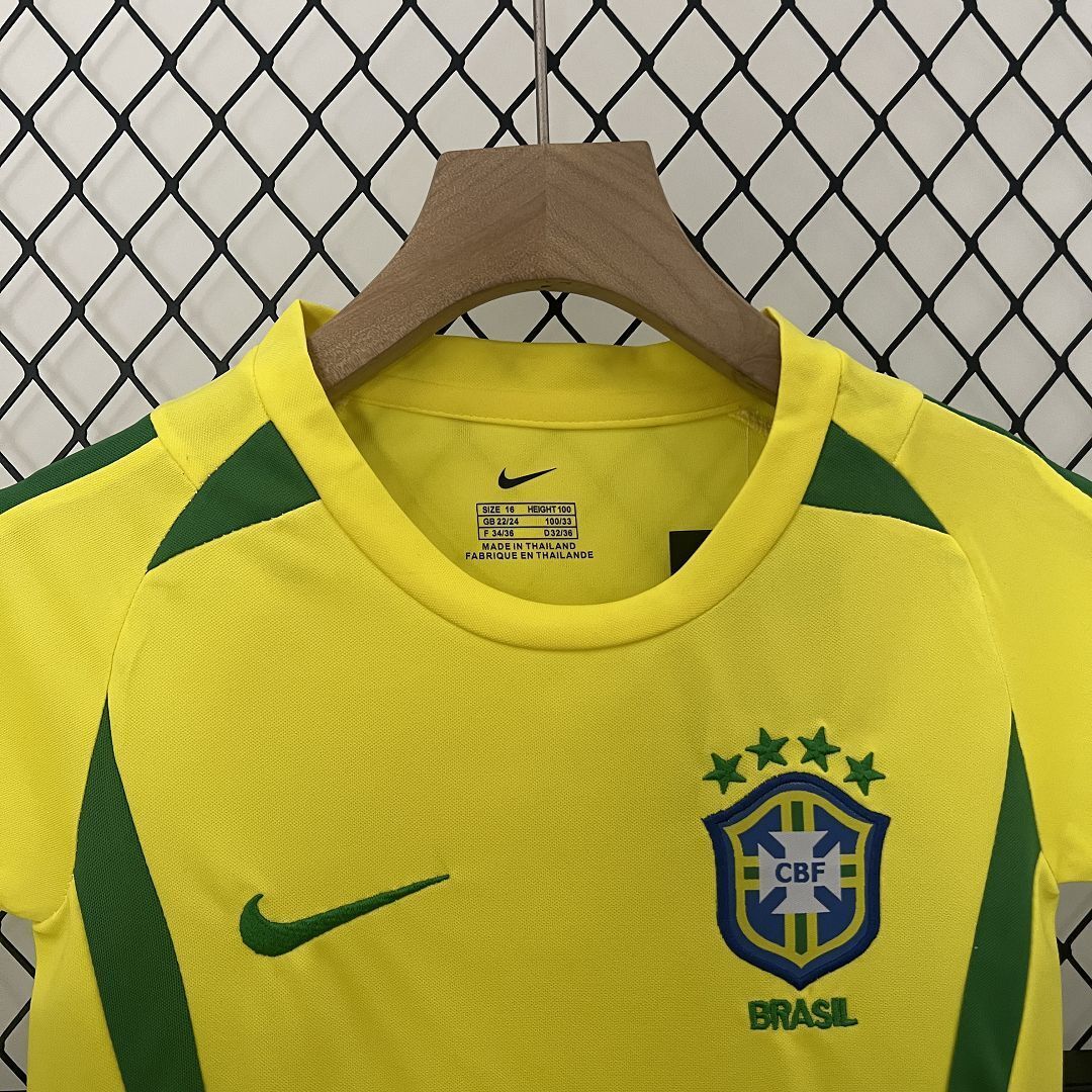 2002 Brazil Home Retro Kids Kit World Cup Shirt Soccer Jerseys Yupoo 7