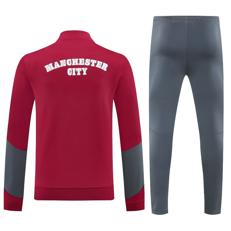 25-26 Manchester City Red Football Tracksuits Long Jacket Suits 2