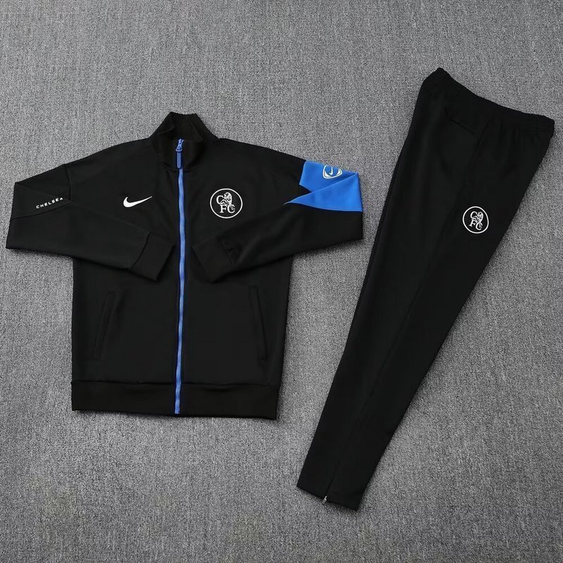 25-26 Chelsea Black Football Tracksuits Long Jacket Suits 1