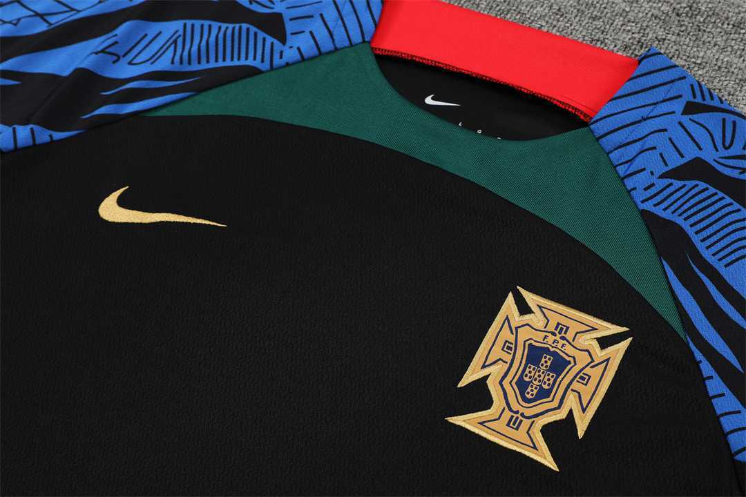 2022 Portugal Training Suit Short Sleeve Kit Black 7