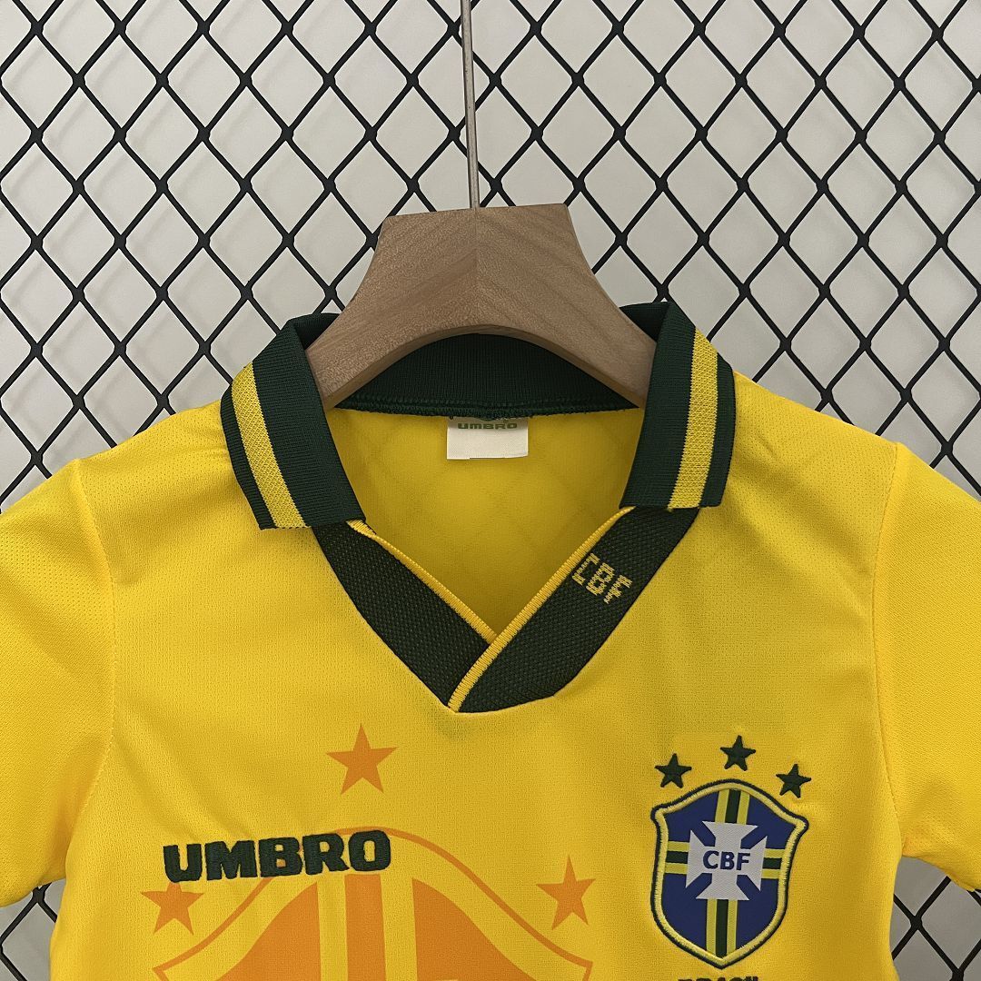 1994 Brazil Home Retro Kids Kits World Cup Shirt Soccer Jerseys Yupoo 3