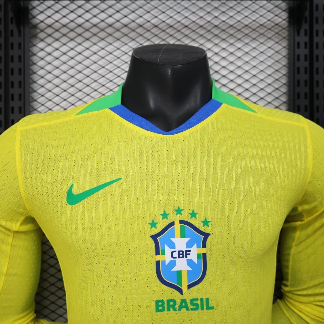 2025 Brazil Home Long Sleeve Kit Player Version Shirt AAAAJersey Supply Yupoo 1