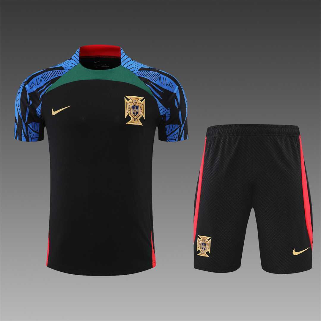 2022 Portugal Training Suit Short Sleeve Kit Black 11