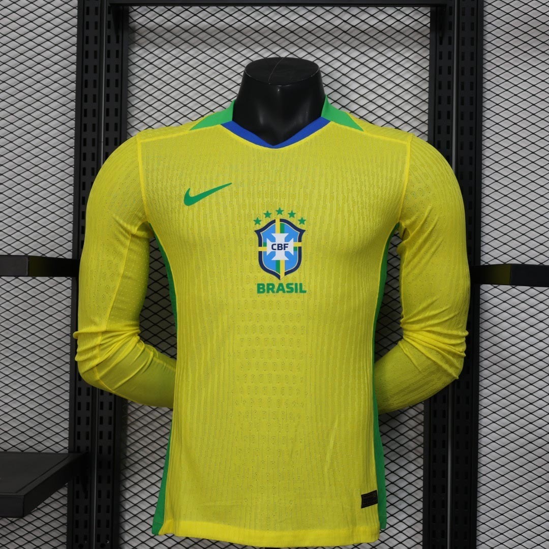 2025 Brazil Home Long Sleeve Kit Player Version Shirt AAAAJersey Supply Yupoo