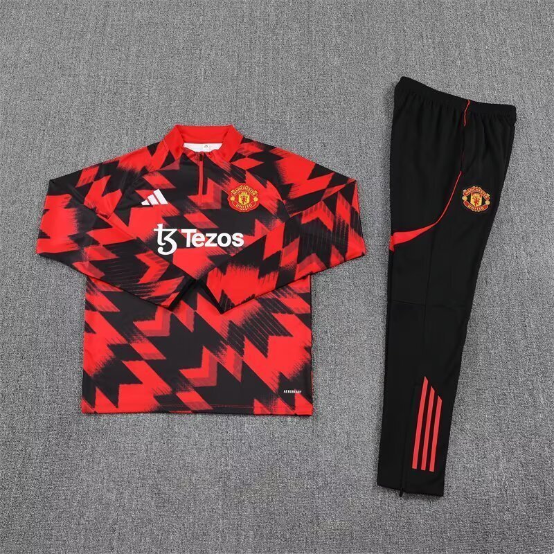 25-26 Manchester United Pre-Match Training Kits Long Football Tracksuits 2