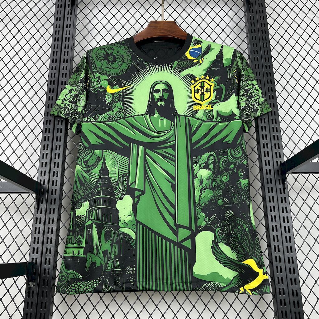 2024 Brazil Christ the Redeemer Green Special Edition Shirt Soccer Uniform AAAAJersey Supply Yu 1
