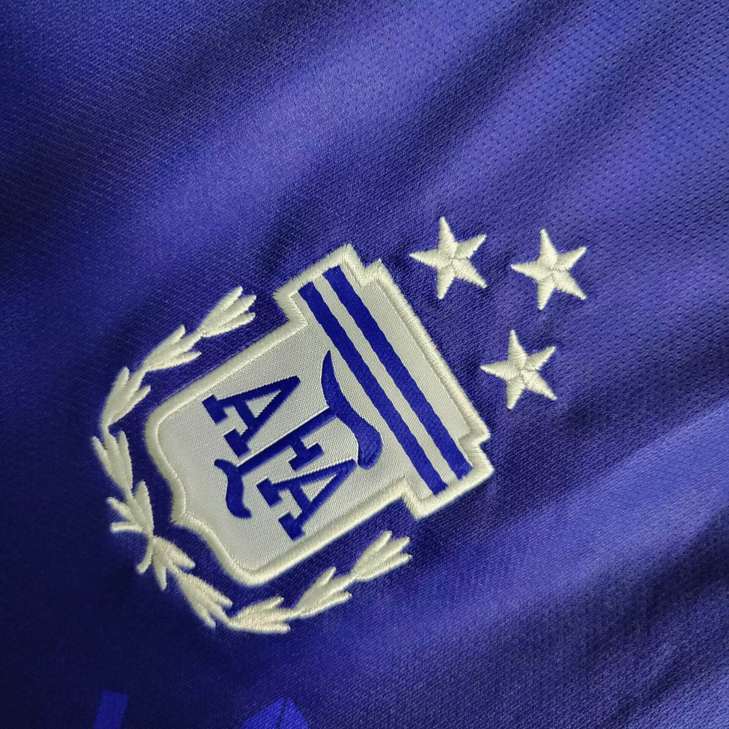 2022 Long Sleeved 3 Stars Argentina Away S-XXL Cheap Soccer Jerseys 4