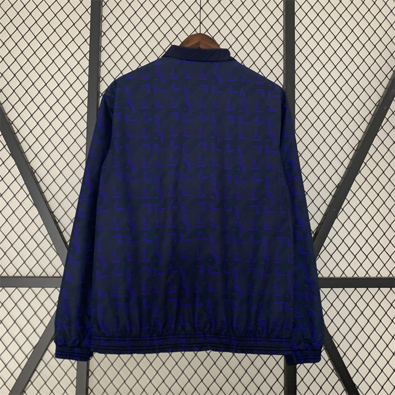 23-24 Real Madrid Trench Coat Reversible Windbreaker Navy 5