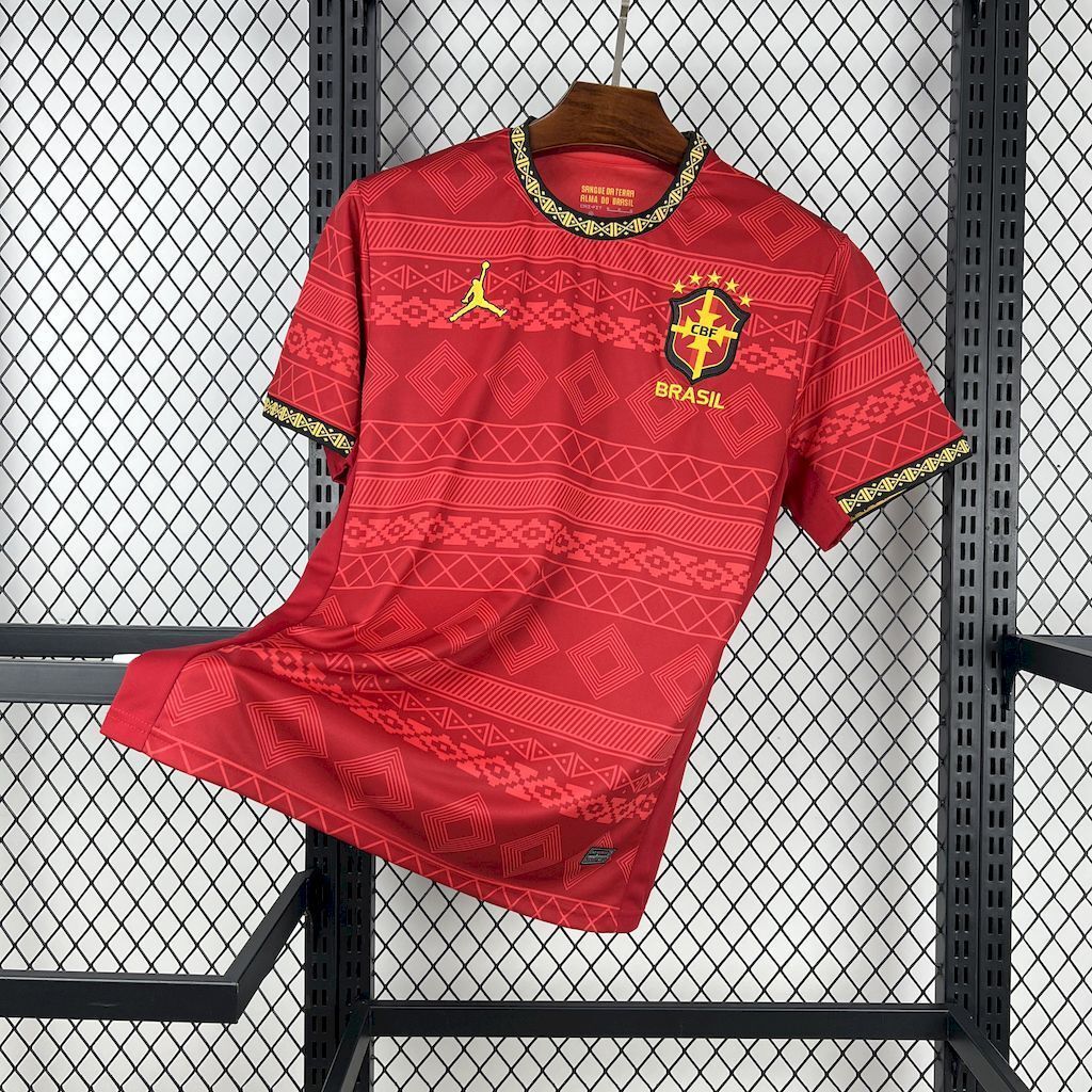 2025 Brazil x Jordan Red Special Edition T-Shirt Football Apparels Soccer AAAAJersey Yupoo