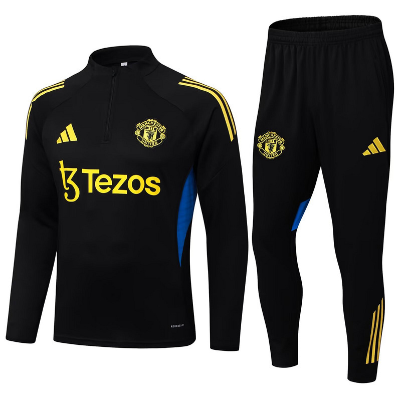 25-26 Manchester United Black Training Kits Long Football Tracksuits 3