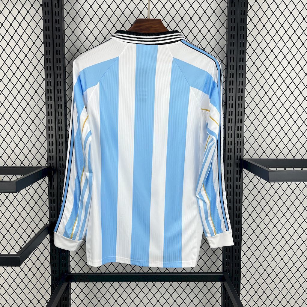 1998 Argentina Home Long Sleeve Retro Kit Vintage Shirt AAAAJersey Supplier Yupoo 6