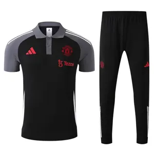 25-26 Manchester United Black POLO Training Kits Football Tracksuits