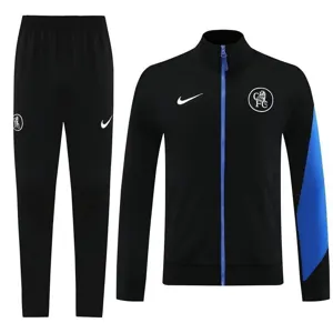 25-26 Chelsea Black Football Tracksuits Long Jacket Suits