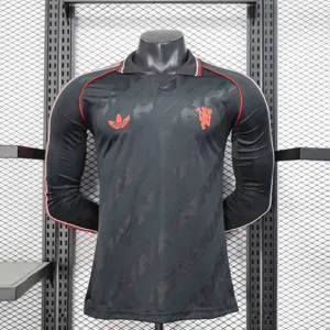 25-26 Manchester United OG Black Long Sleeve Kit Player Version Shirt AAAAJersey Dropship Yupoo
