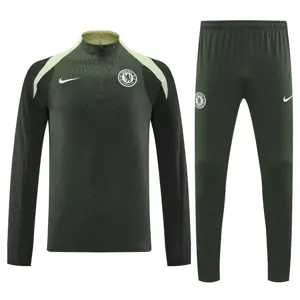 25-26 Chelsea Army Green Training Kits Long Football Tracksuits